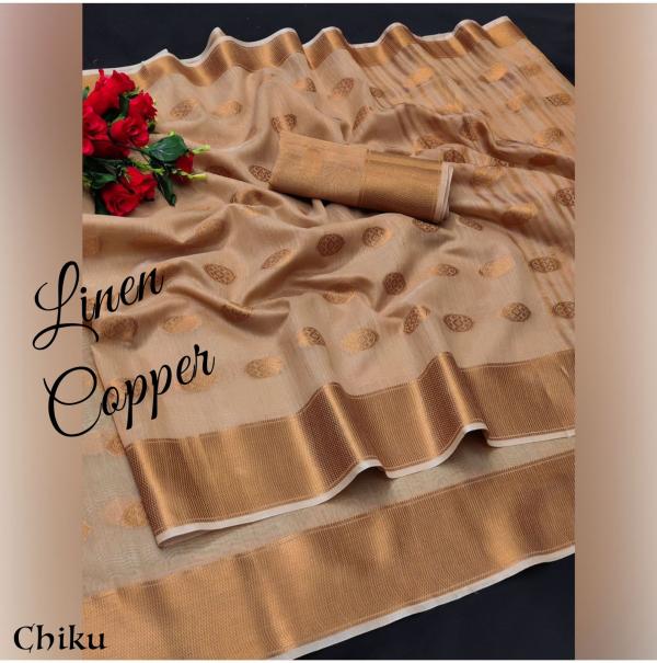 Aab Copper Linen Fancy Designer Linen Silk Saree Collection